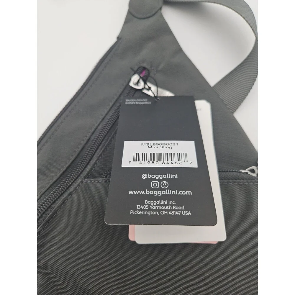 NWT BAGGALLINI Mini Sling Crossbody Charcoal/Slate, Purple Or Pink/Adjustable